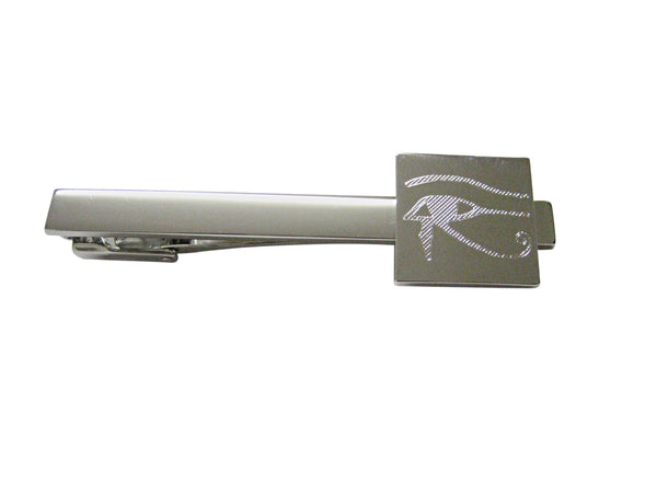 Silver Toned Etched Eye of Horus Square Tie Clip