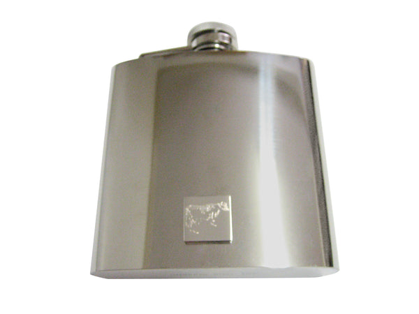 Silver Toned Etched Farm Cow 6 Oz. Stainless Steel Flask