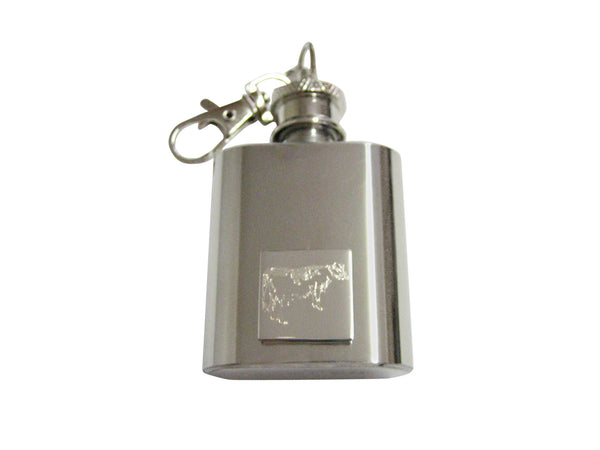 Silver Toned Etched Farm Cow 1 Oz. Stainless Steel Key Chain Flask