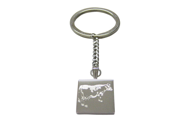 Silver Toned Etched Farm Cow Keychain