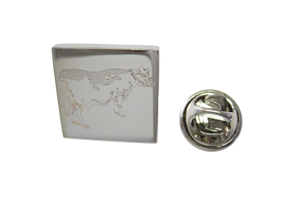 Silver Toned Etched Farm Cow Lapel Pin
