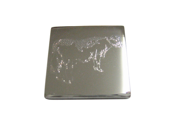 Silver Toned Etched Farm Cow Magnet