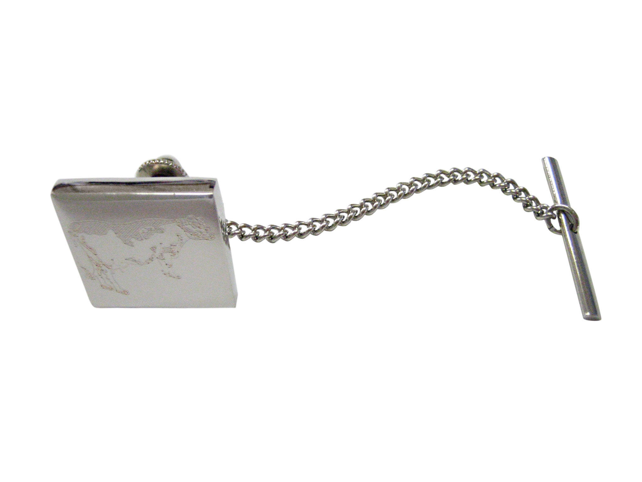 Silver Toned Etched Farm Cow Tie Tack