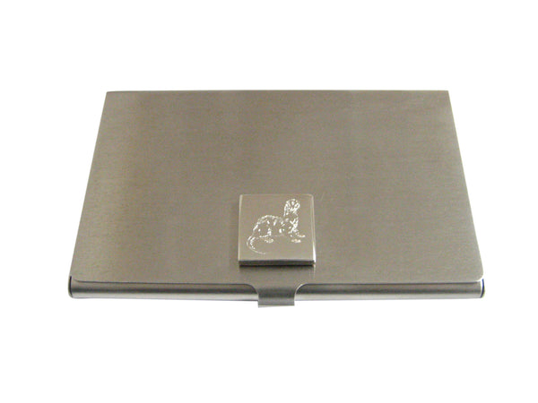 Silver Toned Etched Ferret Business Card Holder