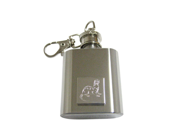 Silver Toned Etched Ferret 1 Oz. Stainless Steel Key Chain Flask