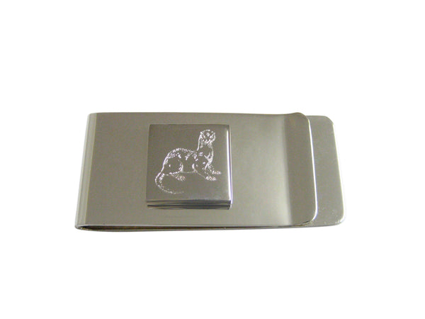 Silver Toned Etched Ferret Money Clip
