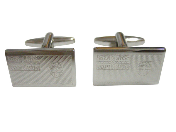 Silver Toned Etched Fiji Flag Cufflinks