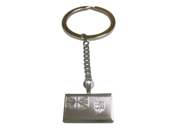 Silver Toned Etched Fiji Flag Pendant Keychain