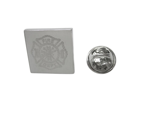 Silver Toned Etched Fire Fighter Emblem Lapel Pin