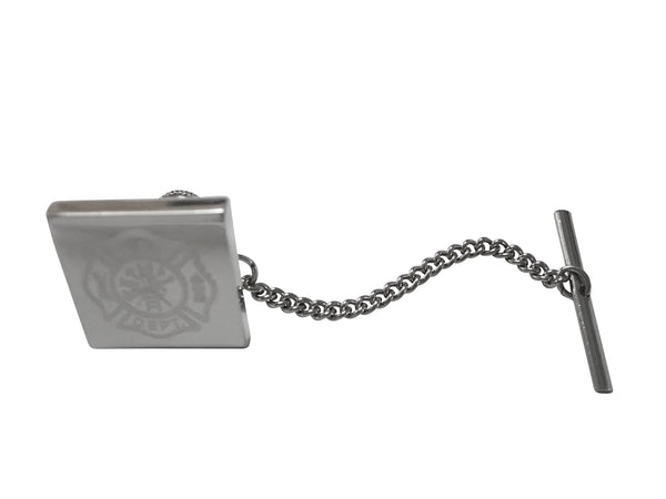 Silver Toned Etched Fire Fighter Emblem Tie Tack