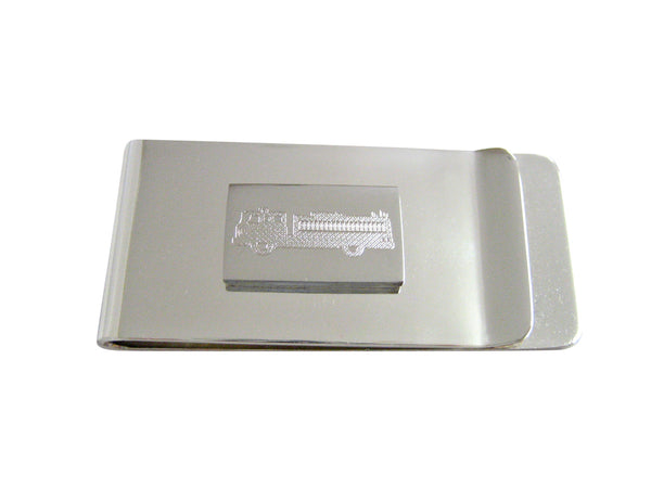 Silver Toned Etched Fire Truck Money Clip