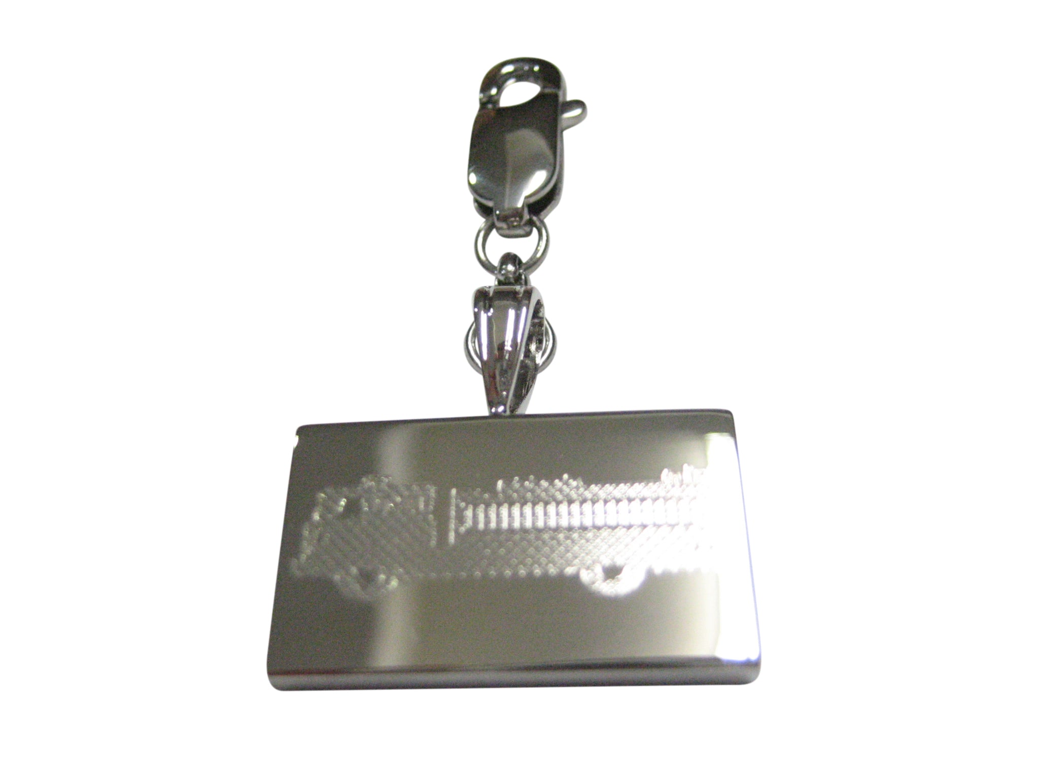 Silver Toned Etched Fire Truck Pendant Zipper Pull Charm