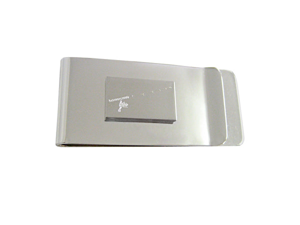 Silver Toned Etched Fishing Rod Money Clip