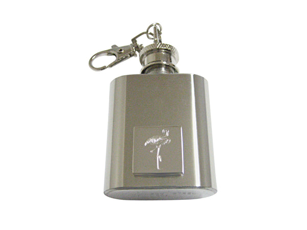 Silver Toned Etched Flamingo Bird 1 Oz. Stainless Steel Key Chain Flask