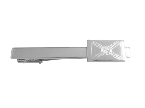 Silver Toned Etched Florida State Flag Square Tie Clip