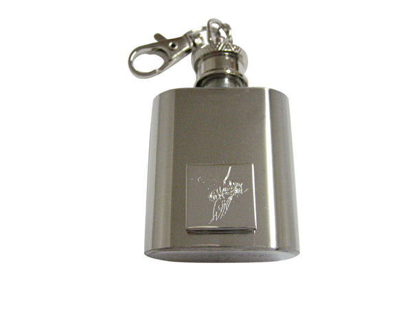 Silver Toned Etched Fly Bug Insect 1 Oz. Stainless Steel Key Chain Flask