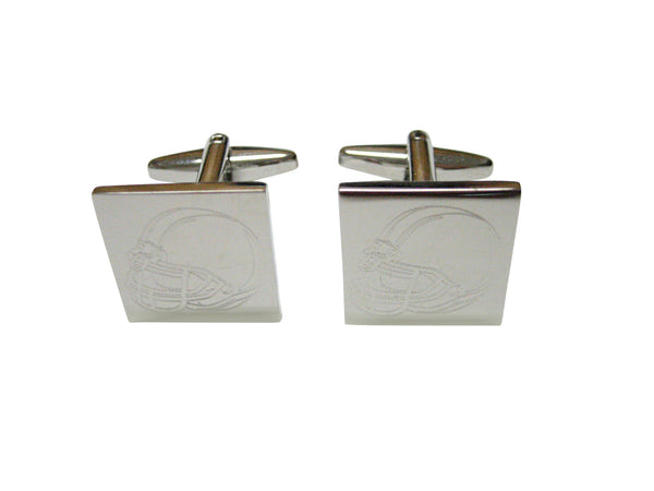 Silver Toned Etched Football Helmet Cufflinks