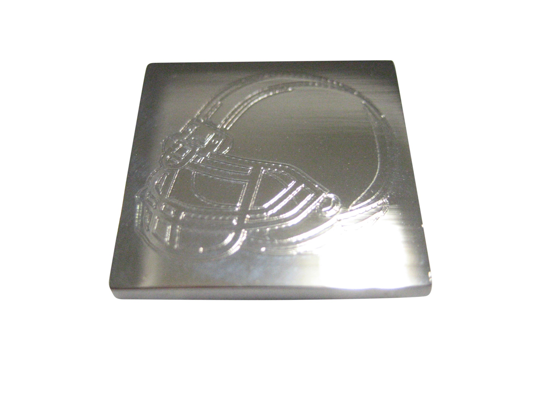 Silver Toned Etched Football Helmet Magnet