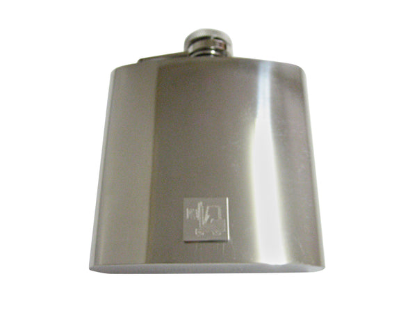 Silver Toned Etched Forklift 6 Oz. Stainless Steel Flask
