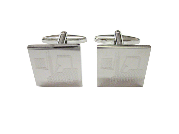Silver Toned Etched Forklift Cufflinks