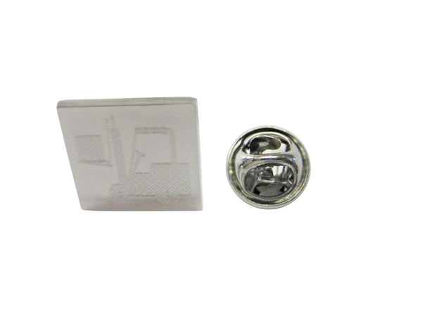 Silver Toned Etched Forklift Lapel Pin