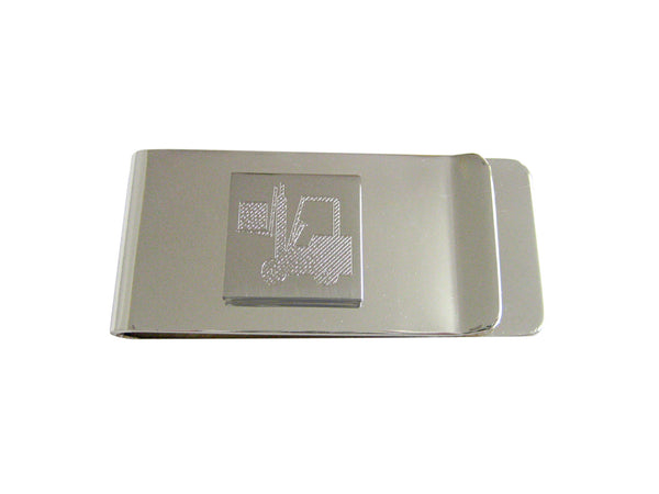 Silver Toned Etched Forklift Money Clip