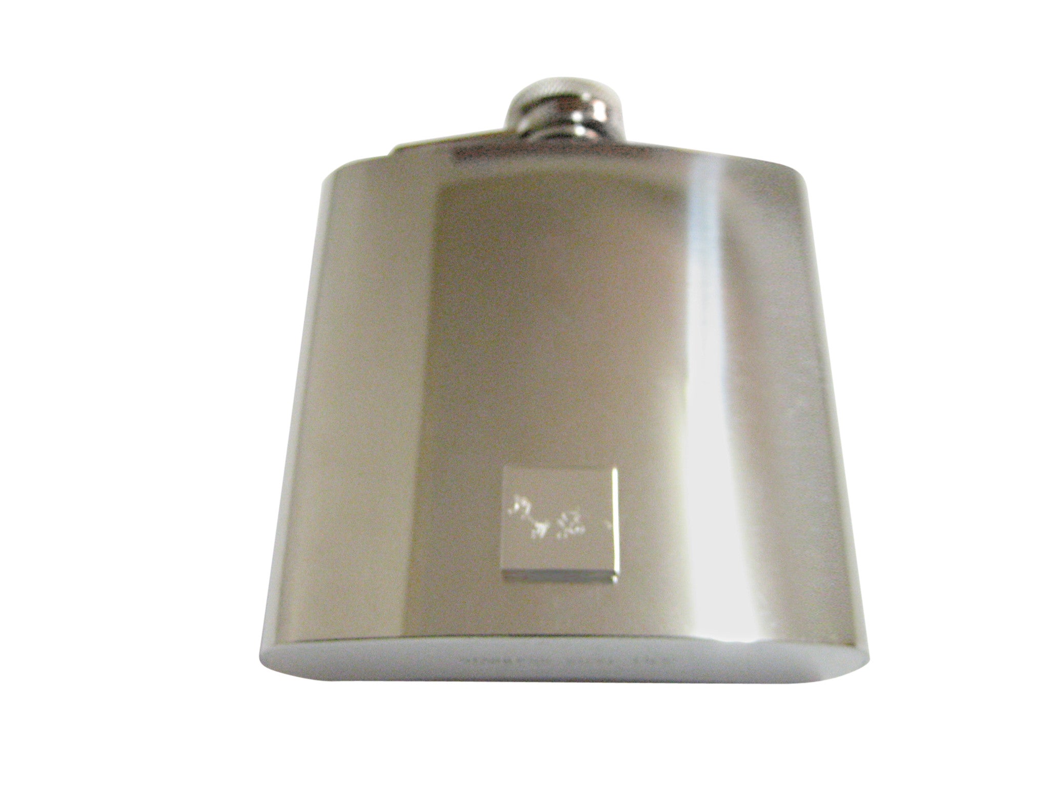 Silver Toned Etched Fox 6 Oz. Stainless Steel Flask