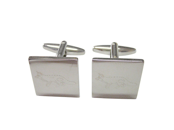 Silver Toned Etched Fox Cufflinks