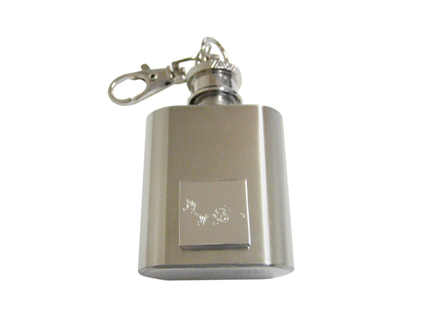 Silver Toned Etched Fox 1 Oz. Stainless Steel Key Chain Flask