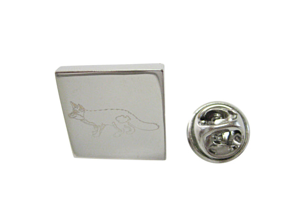Silver Toned Etched Fox Lapel Pin