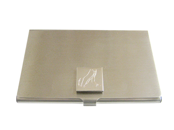 Silver Toned Etched Frog Business Card Holder