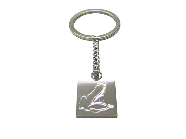 Silver Toned Etched Frog Keychain