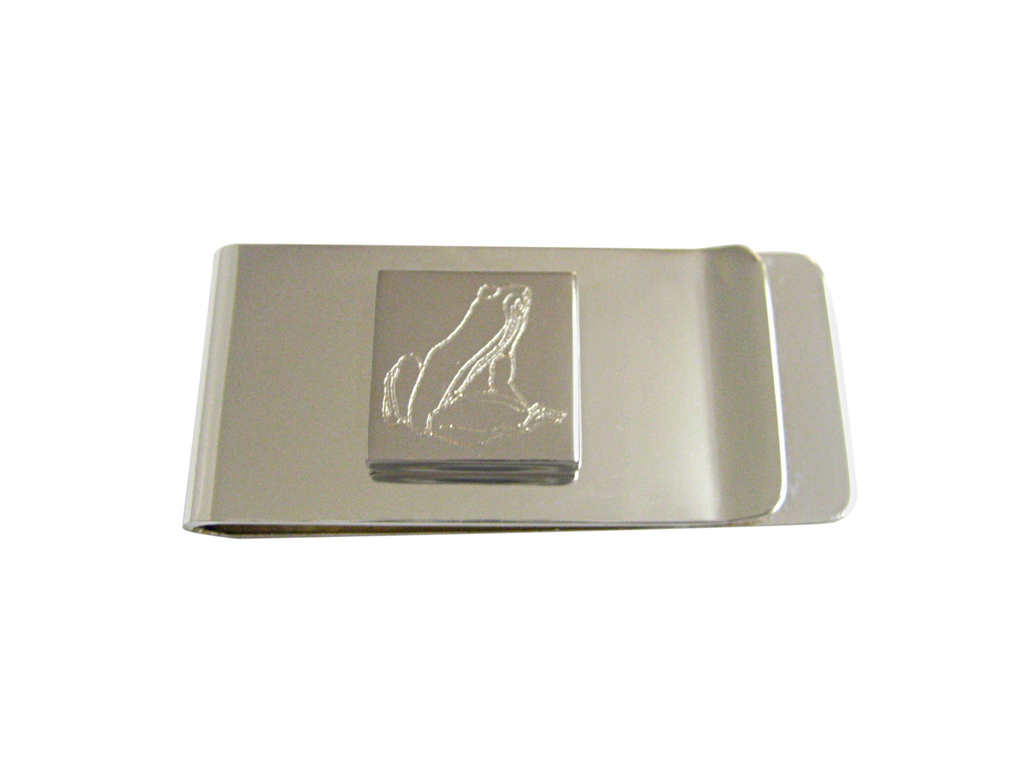 Silver Toned Etched Frog Money Clip