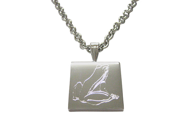 Silver Toned Etched Frog Pendant Necklace