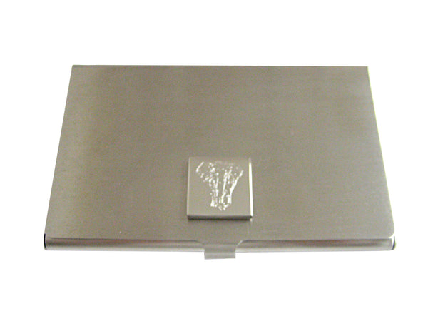 Silver Toned Etched Front Facing Elephant Business Card Holder