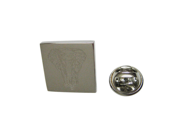 Silver Toned Etched Front Facing Elephant Lapel Pin