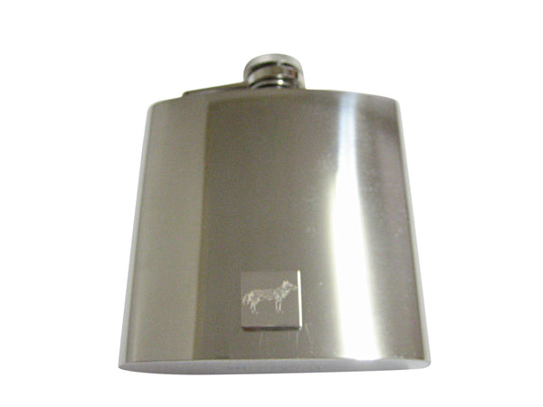 Silver Toned Etched Full Dog 6 Oz. Stainless Steel Flask