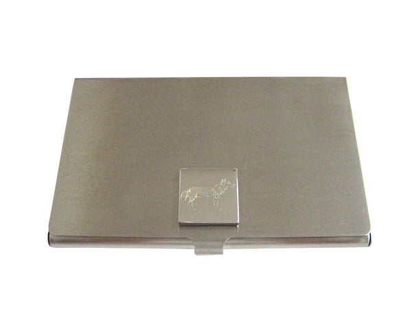 Silver Toned Etched Full Dog Business Card Holder
