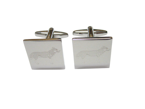Silver Toned Etched Full Dog Cufflinks