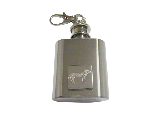 Silver Toned Etched Full Dog 1 Oz. Stainless Steel Key Chain Flask