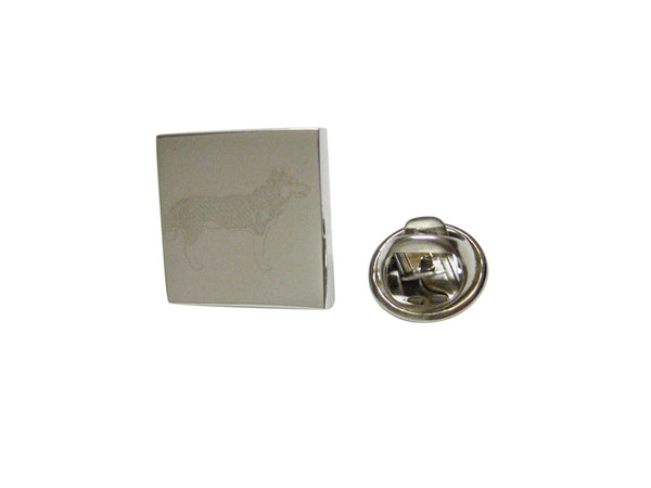 Silver Toned Etched Full Dog Lapel Pin