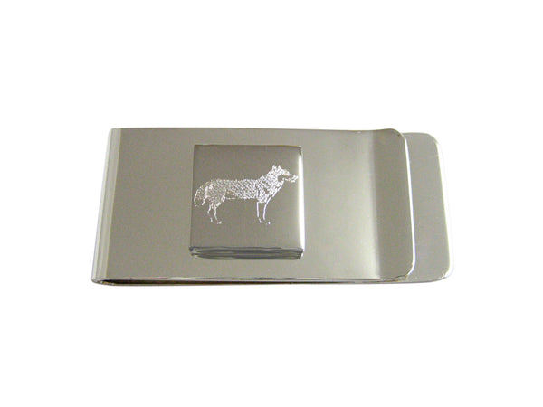 Silver Toned Etched Full Dog Money Clip