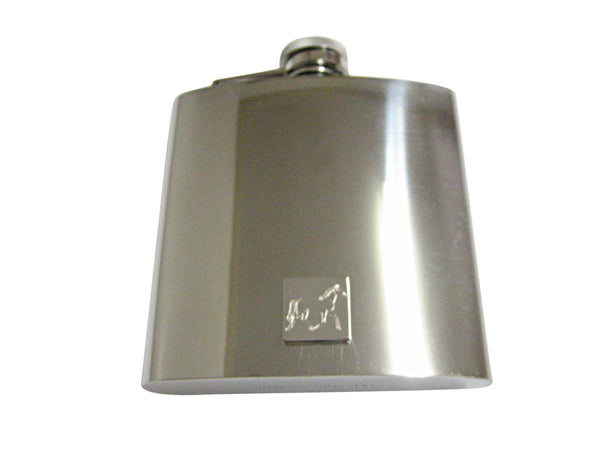 Silver Toned Etched Full Horse 6 Oz. Stainless Steel Flask
