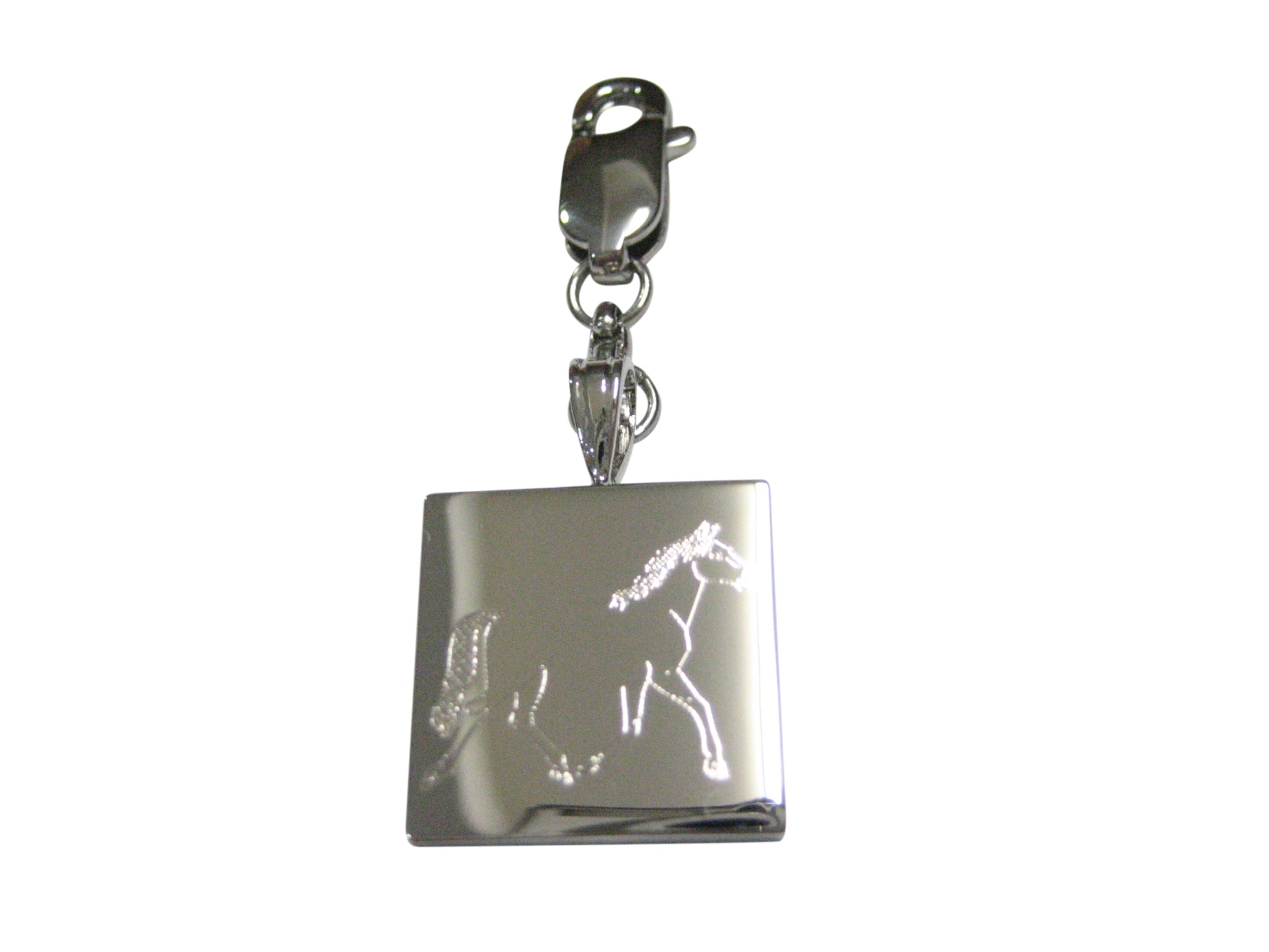 Silver Toned Etched Full Horse Pendant Zipper Pull Charm