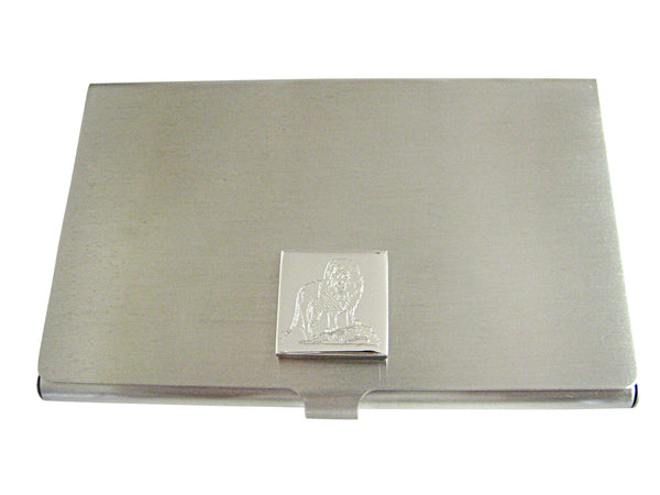 Silver Toned Etched Full Lion Business Card Holder