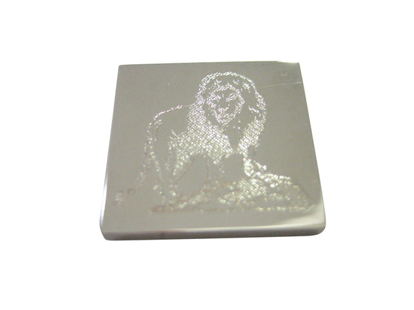 Silver Toned Etched Full Lion Magnet