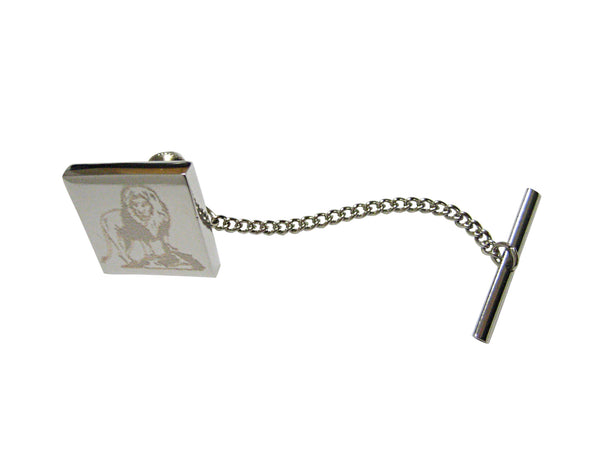 Silver Toned Etched Full Lion Tie Tack