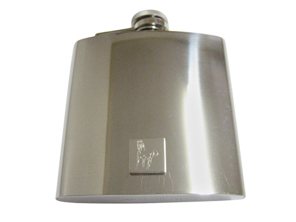 Silver Toned Etched Galloping Horse 6 Oz. Stainless Steel Flask