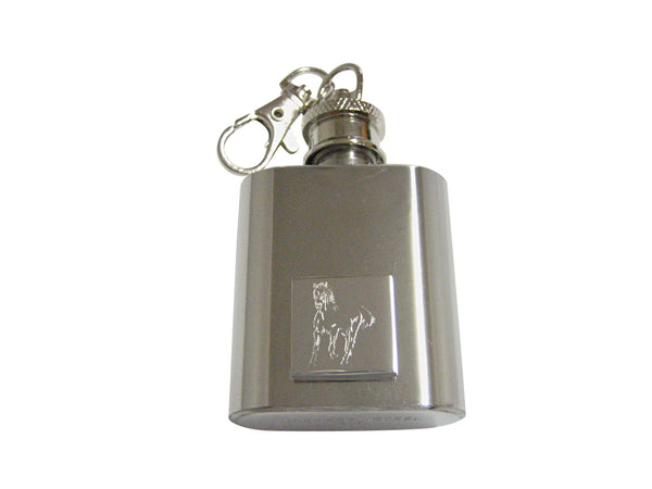 Silver Toned Etched Galloping Horse 1 Oz. Stainless Steel Key Chain Flask