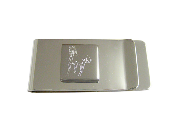 Silver Toned Etched Galloping Horse Money Clip